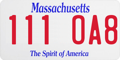 MA license plate 111OA8