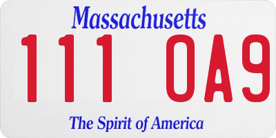 MA license plate 111OA9