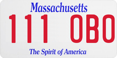 MA license plate 111OB0