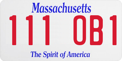 MA license plate 111OB1