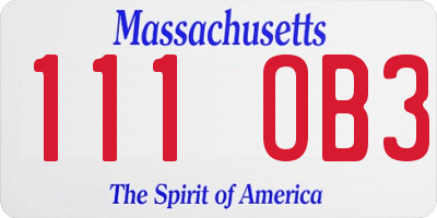 MA license plate 111OB3