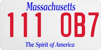 MA license plate 111OB7