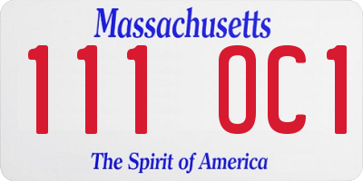 MA license plate 111OC1