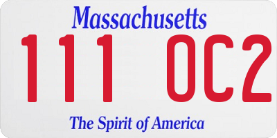MA license plate 111OC2