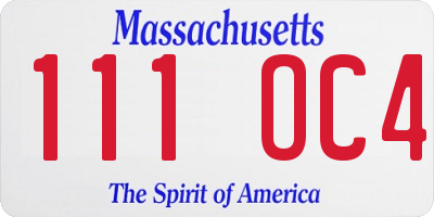 MA license plate 111OC4