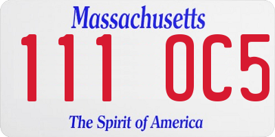 MA license plate 111OC5