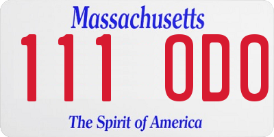 MA license plate 111OD0