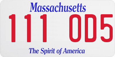 MA license plate 111OD5
