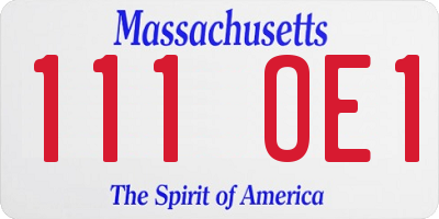 MA license plate 111OE1