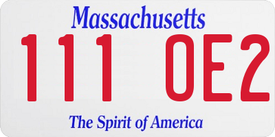 MA license plate 111OE2