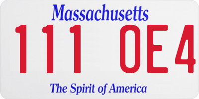MA license plate 111OE4