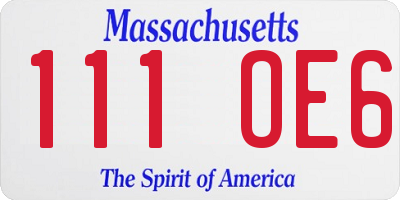 MA license plate 111OE6