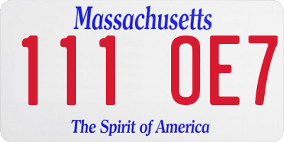 MA license plate 111OE7