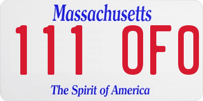 MA license plate 111OF0