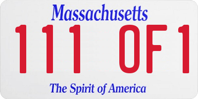 MA license plate 111OF1