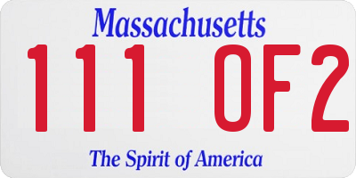 MA license plate 111OF2
