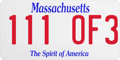 MA license plate 111OF3