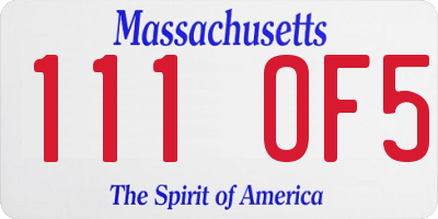 MA license plate 111OF5