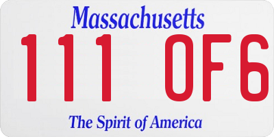 MA license plate 111OF6