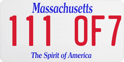 MA license plate 111OF7