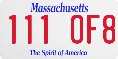 MA license plate 111OF8