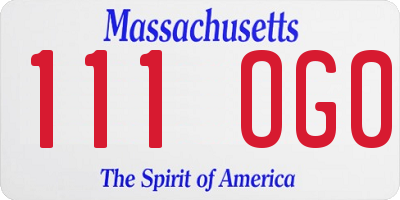 MA license plate 111OG0