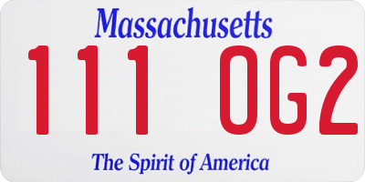 MA license plate 111OG2