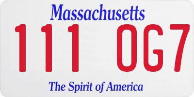 MA license plate 111OG7