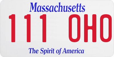 MA license plate 111OH0