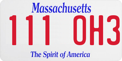 MA license plate 111OH3