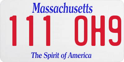 MA license plate 111OH9