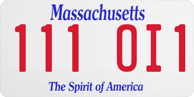 MA license plate 111OI1