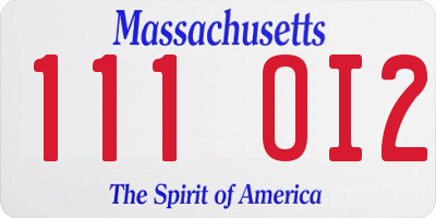 MA license plate 111OI2