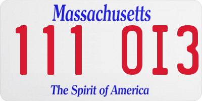MA license plate 111OI3
