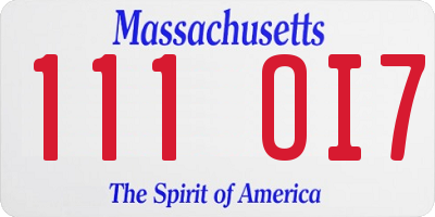 MA license plate 111OI7