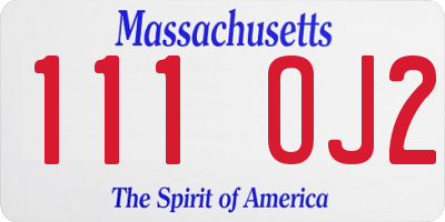 MA license plate 111OJ2