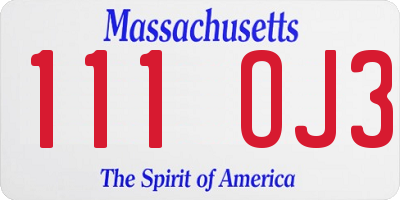 MA license plate 111OJ3