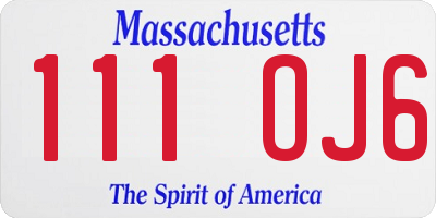 MA license plate 111OJ6