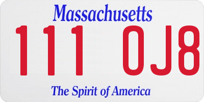 MA license plate 111OJ8