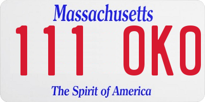 MA license plate 111OK0