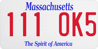 MA license plate 111OK5