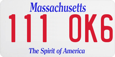 MA license plate 111OK6