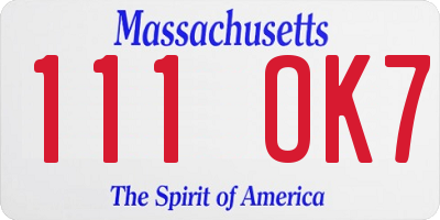 MA license plate 111OK7