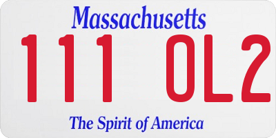 MA license plate 111OL2