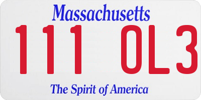 MA license plate 111OL3