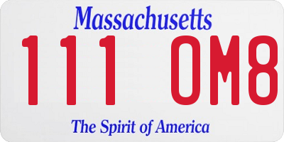 MA license plate 111OM8