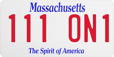 MA license plate 111ON1
