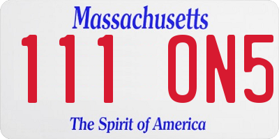 MA license plate 111ON5