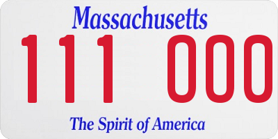 MA license plate 111OO0