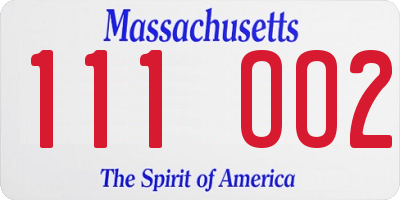MA license plate 111OO2